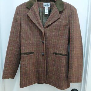 David N Blazer Jacket 100% Wool Suede Collar Size 10 Fully Lined Two Front Pocke